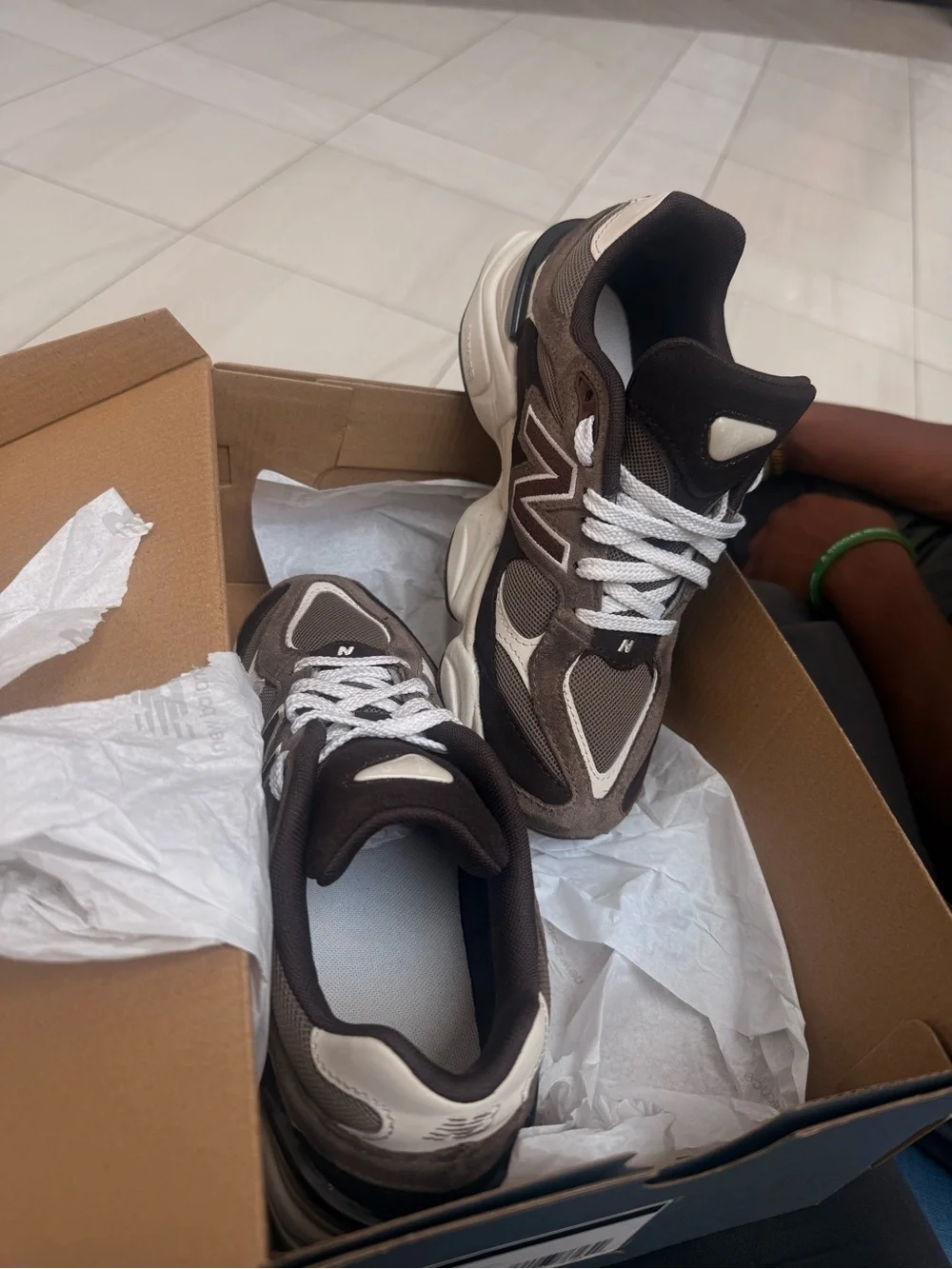 New Balance Brown and Cream Runner Sneakers